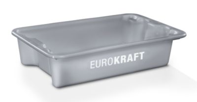 Image of EUROKRAFT Drehstapelbehälter aus lebensmittelechtem Polypropylen Inhalt 18 Liter VE 3 Stk grau