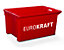 EUROKRAFT Bac gerbable emboîtable en polypropylène qualité alimentaire - capacité 50 litres, lot de 3 - parois et fond pleins, rouge