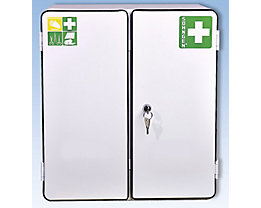 Armoire à pharmacie conforme à la norme DIN 13169 - à 2 portes, blanc, h x l x p 462 x 404 x 170 mm
