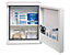 Armoire à pharmacie conforme à la norme DIN 13157 - à 1 porte, blanc, h x l x p 420 x 360 x 200 mm - vide