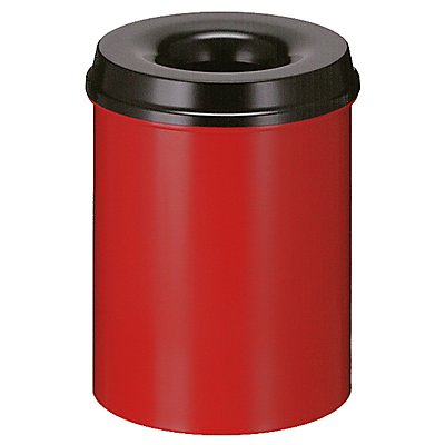 Papierkorb, flammverlöschend - Inhalt 15 l, Höhe 360 mm - rot / schwarz