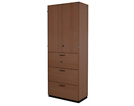 office akktiv CARINA Armoire et rayonnage de bureau combinés - 3 tiroirs pour dossiers suspendus, 2 tablettes derrière portes