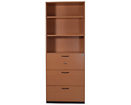 office akktiv CARINA Armoire et rayonnage de bureau combinés - 3 tiroirs pour dossiers suspendus, 2 tablettes visibles