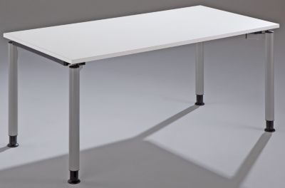 Image of fm büromöbel THEA Schreibtisch mit 4-Fußgestell - Höhe 680 – 820 mm - Breite 1600 mm altweiß