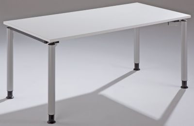 Image of fm büromöbel THEA Schreibtisch mit 4-Fußgestell - Höhe 680 – 820 mm - Breite 1600 mm lichtgrau