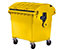 Conteneur à déchets 4 roues en plastique conforme à la norme DIN EN 840 - capacité 1100 l, couvercle coulissant, sécurité enfants - coloris jaune