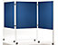 mobile Moderationswand, dreiteilig - HxB 1800 x 2800 mm - Textilbezug blau