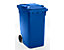 Conteneur à déchets en plastique à fermeture par gravité - capacité 360 l, h x l x p 1100 x 600 x 874 mm, Ø roues 200 mm - bleu