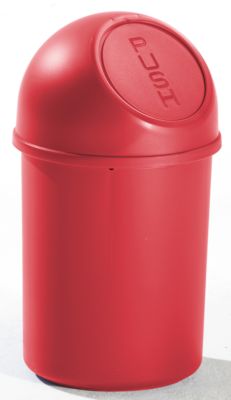 Image of helit Push-Abfallbehälter mit 6 Liter Volumen aus Kunststoff - VE 6 Stk - rot