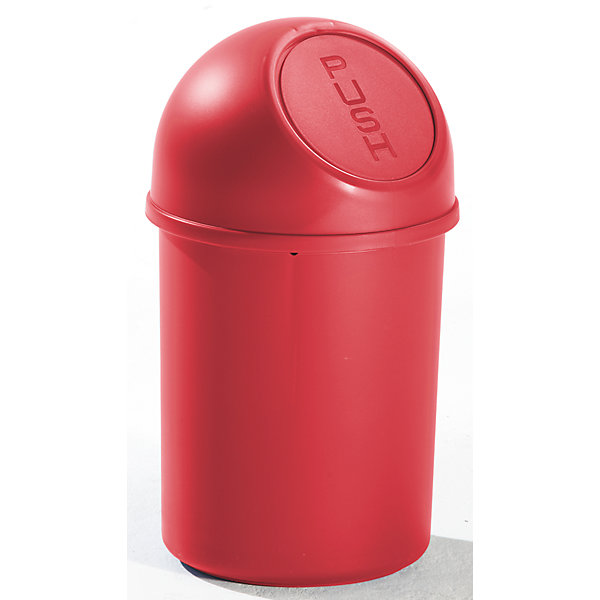 Image of helit Push-Abfallbehälter mit 6 Liter Volumen aus Kunststoff - VE 6 Stk - rot