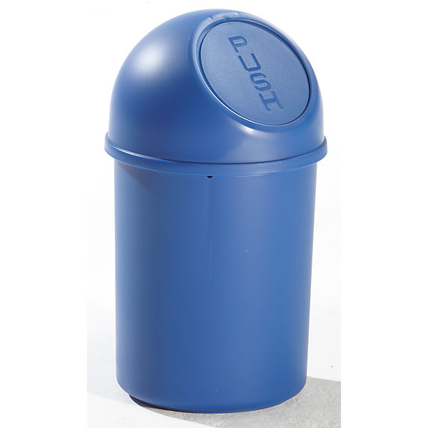 Image of helit Push-Abfallbehälter mit 6 Liter Volumen aus Kunststoff - VE 6 Stk - blau