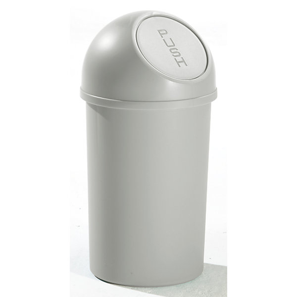 Image of helit Push-Abfallbehälter Höhe 490 mm - aus Kunststoff Volumen 13 Liter VE 6 Stk - lichtgrau