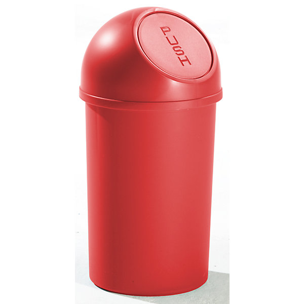 Image of helit Push-Abfallbehälter Höhe 490 mm - aus Kunststoff Volumen 13 Liter VE 6 Stk - rot