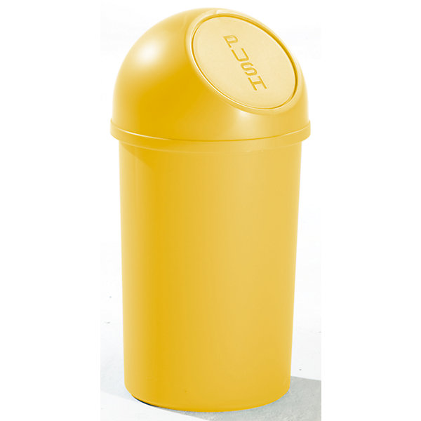 Image of helit Push-Abfallbehälter Höhe 490 mm - aus Kunststoff Volumen 13 Liter VE 6 Stk - gelb