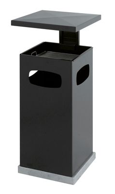 Image of Abfallsammler für außen mit Aschereinsatz und Schutzdach - Behälterinhalt ca. 38 l - schwarzgrau