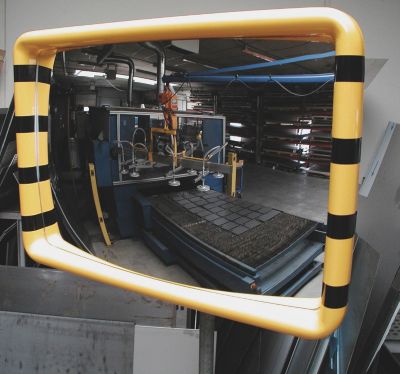 Image of dancop Überwachungsspiegel - Rahmen mit gelb-schwarzer Warnmarkierung - BxH 500 x 300 mm