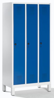 Image of CP Garderobenschrank mit Kunststoff-Füßen - Abteilbreite 300 mm HxBxT 1850 x 900 x 500 mm - lichtgrau / enzianblau