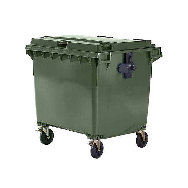 Image of Kunststoff-Großmüllbehälter nach DIN EN 840 - Volumen 1100 l - grün ab 5 Stk