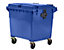 Conteneur à déchets 4 roues en plastique conforme à la norme DIN EN 840 - capacité 1100 l - bleu