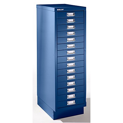 Bisley Schubladenschrank - 15 Schubladen für Format DIN A4 - kobaltblau | H3915NLSPM-AP9