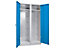 Wolf Stahlschrank - Kleiderschrank breit, mit Bodensockel - Türen lichtblau RAL 5012, Korpus lichtgrau RAL 7035