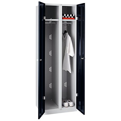 Wolf Stahlschrank - Breite 600 mm, 2 Garderoben - Türen tiefschwarz