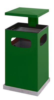 Image of Abfallsammler für außen mit Aschereinsatz und Schutzdach - Behälterinhalt ca. 80 l - moosgrün