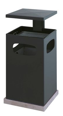 Image of Abfallsammler für außen mit Aschereinsatz und Schutzdach - Behälterinhalt ca. 80 l - schwarzgrau