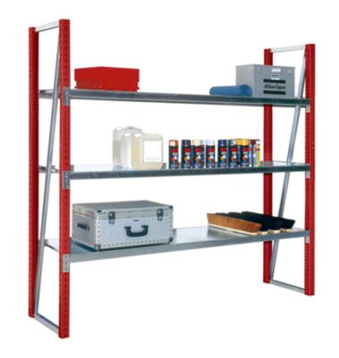 Rayonnage Porte-à-Faux STIER 5200x2000x500mm Rouge - 4 Travées 5 Niveaux - 200kg/bras - Stockage Profilés