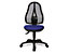 Topstar Siège de bureau, mécanisme synchrone et assise ergonomique - sans accoudoirs, dossier en résille noire - habillage bleu roi