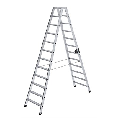 Günzburger Steigtechnik Stufen-Stehleiter, beidseitig - Komfort-Ausführung mit ergo-pad® - 2 x 12 Stufen