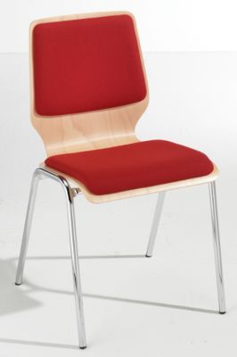 Holz-Schalenstuhl, gepolstert - VE 4 Stk, Gestell verchromt