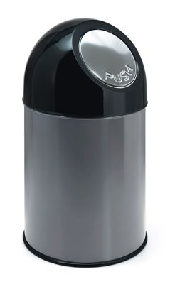 Image of Abfallsammler PUSH - aus Stahlblech ohne Innenbehälter Volumen 33 Liter - grau