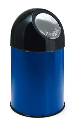 Image of Abfallsammler PUSH - aus Stahlblech ohne Innenbehälter Volumen 33 Liter - blau