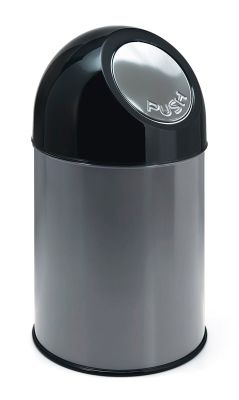 Image of Abfallsammler PUSH - Stahlblech Volumen 33 l Innenbehälter verzinkt - grau