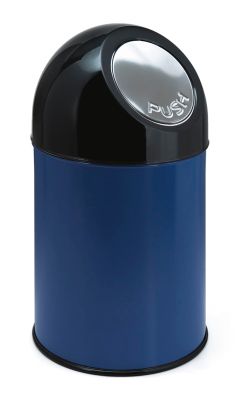 Image of Abfallsammler PUSH - Stahlblech Volumen 33 l Innenbehälter verzinkt - blau