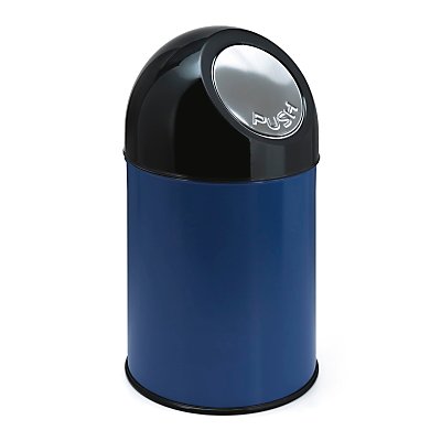 Abfalleimer PUSH | Mit verzinktem Innenbehälter | Volumen 33 l | Blau