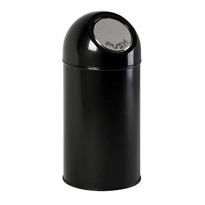 PUSH Abfallsammler - ohne Innenbehälter, aus Stahlblech, Volumen 40 Liter - schwarz