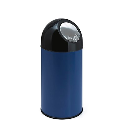 Abfalleimer PUSH | Mit verzinktem Innenbehälter | Volumen 40 l | Blau