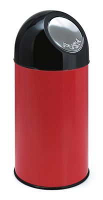 Image of Abfallsammler PUSH - mit 40 Litern Volumen aus Stahlblech Innenbehälter verzinkt - rot