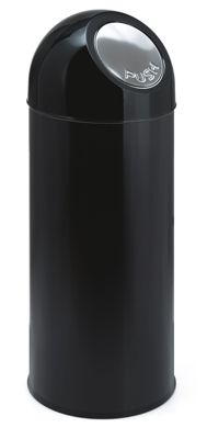 Image of Abfallsammler PUSH - aus Stahlblech mit 55 Litern Volumen ohne Innenbehälter - schwarz