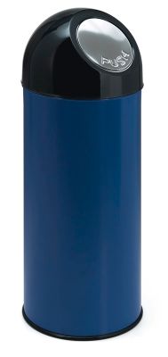 Image of Abfallsammler PUSH - aus Stahlblech mit 55 Litern Volumen ohne Innenbehälter - blau