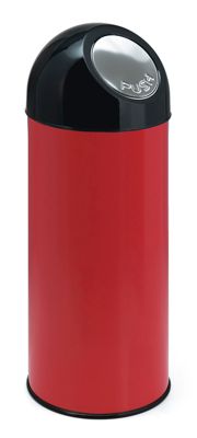 Image of Abfallsammler PUSH - aus Stahlblech mit 55 Litern Volumen ohne Innenbehälter - rot