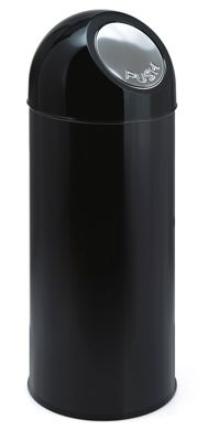 Image of Abfallsammler PUSH - mit verzinktem Innenbehälter Stahlblech Volumen 55 Liter - schwarz