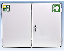Armoire à pharmacie conforme à la norme DIN 13169 - à 2 portes, blanc, h x l x p 462 x 604 x 170 mm