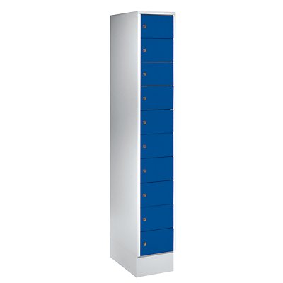 Wolf – Armoire à petits casiers - 10 casiers, h x l 1800 x 300 mm - coloris portes bleu gentiane RAL 5010