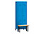 Wolf Kleiderspind mit vorgebauter Bank - Vollwand-Türen, Abteilbreite 300 mm, 2 Abteile - blaugrau