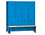 Wolf Kleiderspind mit vorgebauter Bank - Vollwand-Türen, Abteilbreite 400 mm, 4 Abteile - lichtblau