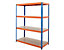 Mega Deal | 2x Lagerregal | HxBxT 180 x 140 x 60 cm | Blau/Orange | Traglast pro Fachboden: 300 kg | Certeo