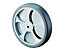 BS Rollen Transportrolle | Lauffläche: thermoplastischer Reifen, grau | Radkörper: Kunststoff | Lager: Gleitlager | Bockrolle | Raddurchmesser 125 mm | Tragfähigkeit 120 kg | Plattenmaße 104x80 mm